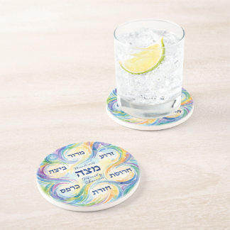 Dessous De Verre En Grès Assiette seder personnalisée pour Pâque en Hébreu