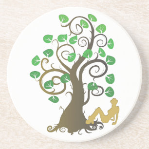 Dessous De Verre En Grès Assis sous l'arbre