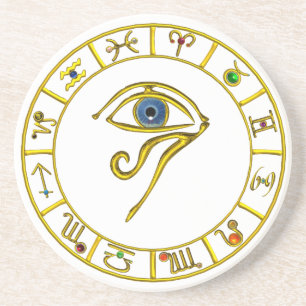 Dessous De Verre En Grès ASTRAL HORUS OEIL, BLUE TALISMAN Astrologie Graphi