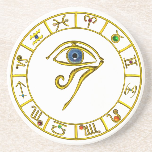 Dessous De Verre En Grès ASTRAL HORUS OEIL, BLUE TALISMAN Astrologie Graphi (Devant)