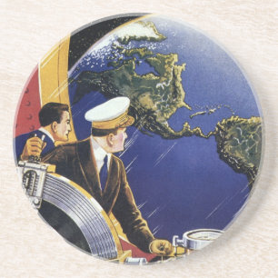 Dessous De Verre En Grès Astronautes de la science-fiction vintage en orbit