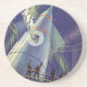 Dessous De Verre En Grès Astronautes vintages en science-fiction à bord d'u