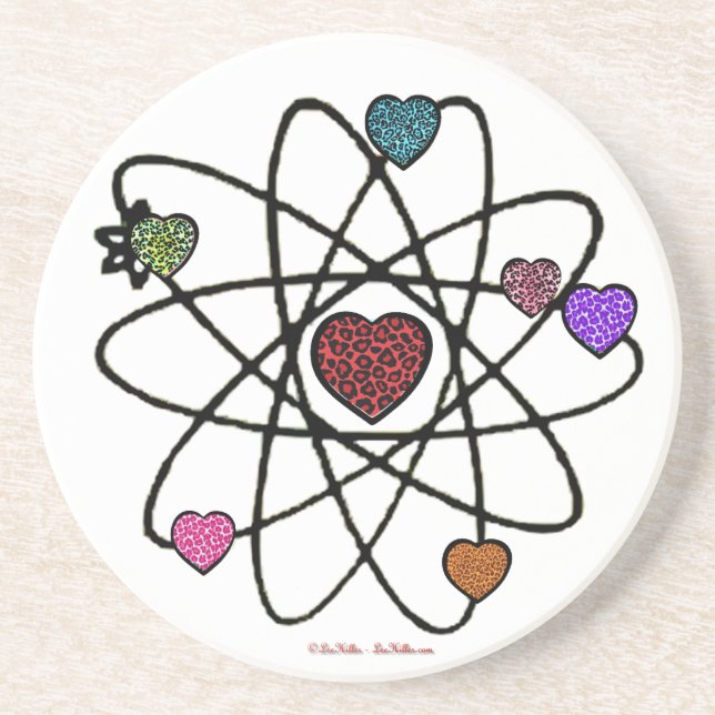 Dessous De Verre En Grès Atomic Saint-Valentin Cœurs Imprimés Léopard (Devant)