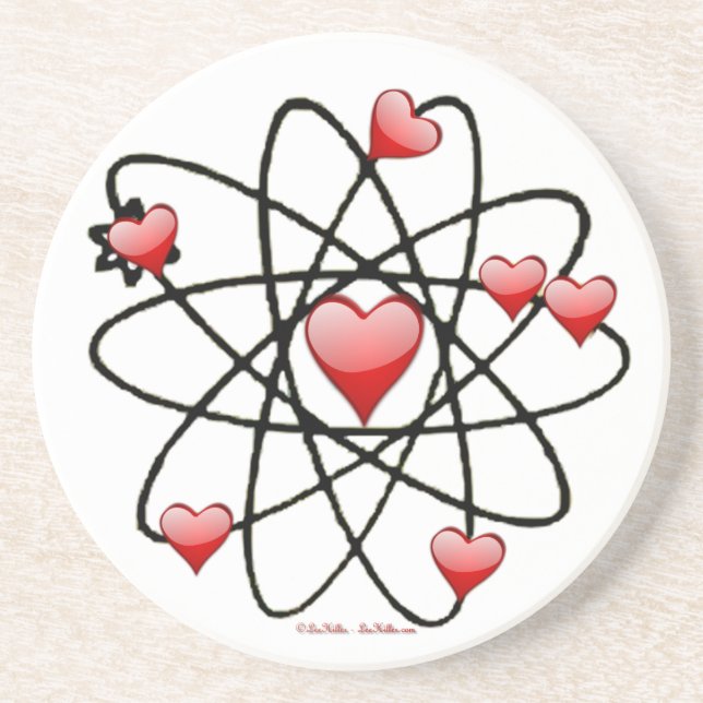 Dessous De Verre En Grès Atomic Saint-Valentin Cœurs Rouges (Devant)