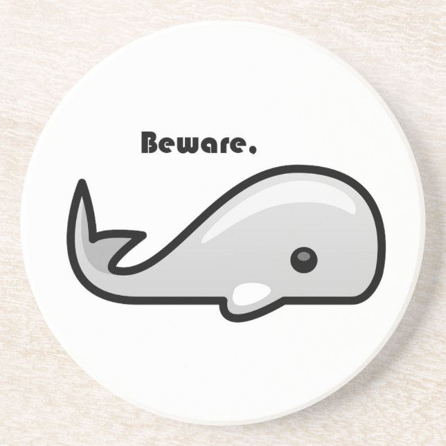 Dessous De Verre En Grès Attention au dessin animé de la baleine blanche (Devant)