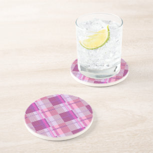 Dessous De Verre En Grès Audacieux Berry Magenta Carreaux Esthétique