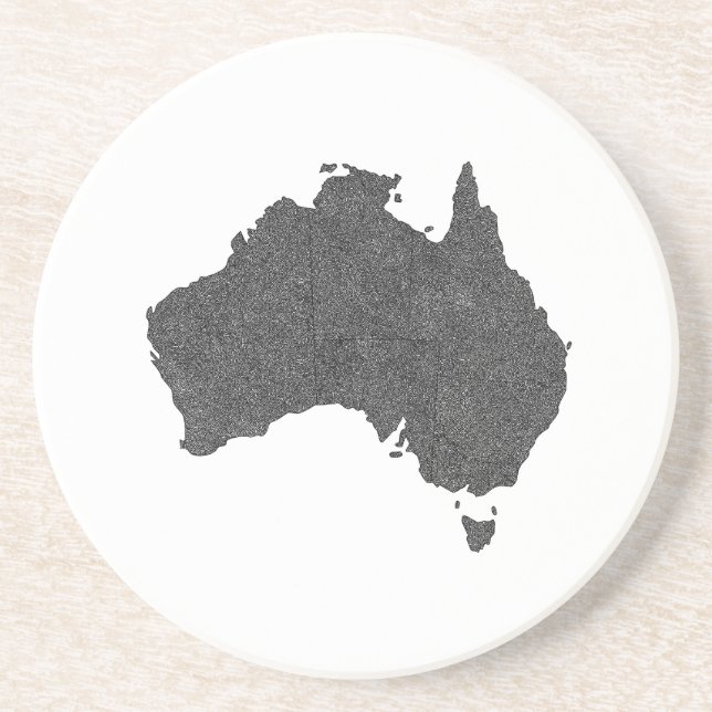 Dessous De Verre En Grès Australie Carte Design avec des frontières cachées (Devant)