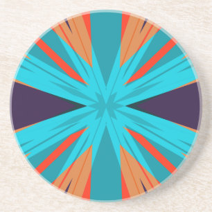 Dessous De Verre En Grès Automne Rustique Pays Turquoise Orange Purple Star