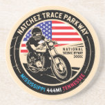 Dessous De Verre En Grès Autoroute nationale Pittoresque Natchez Trace Park<br><div class="desc">Parkway de Natchez Trace fait dans un emblème vintage et en détresse. Il s'agit d'une célèbre All American Road qui se trouve dans le Mississippi,  l'Alabama et le Tennessee.</div>