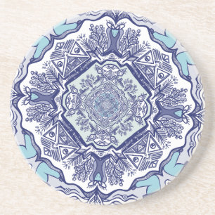 Dessous De Verre En Grès Autre design d'inspiration chinoise bleue Carreaux