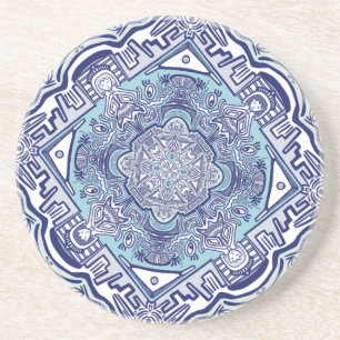 Dessous De Verre En Grès Autre design d'inspiration chinoise bleue Carreaux
