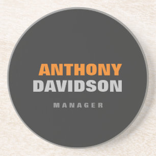 Dessous De Verre En Grès Autre Taille Parfaite Gris Orange Gras Texte