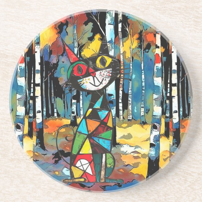 Dessous De Verre En Grès Avoir Une Journée Abstraite Kinda (Devant)