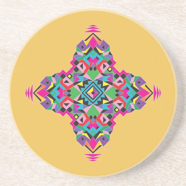 Dessous De Verre En Grès Aztez Motif Design (Devant)