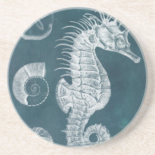 Dessous De Verre En Grès Azure Seahorse Study I