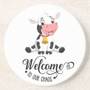 Dessous De Verre En Grès Baby Cow Bienvenue À Notre Chaos