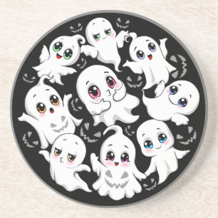 Dessous De Verre En Grès Baby Ghosts Éffrayant mignon Halloween humeur