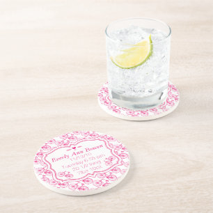 Dessous De Verre En Grès Baby Girl Vintage moderne rose record de naissance