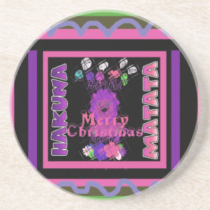 Dessous De Verre En Grès Baby pink Beautiful Merry Christmas Hakuna Matata
