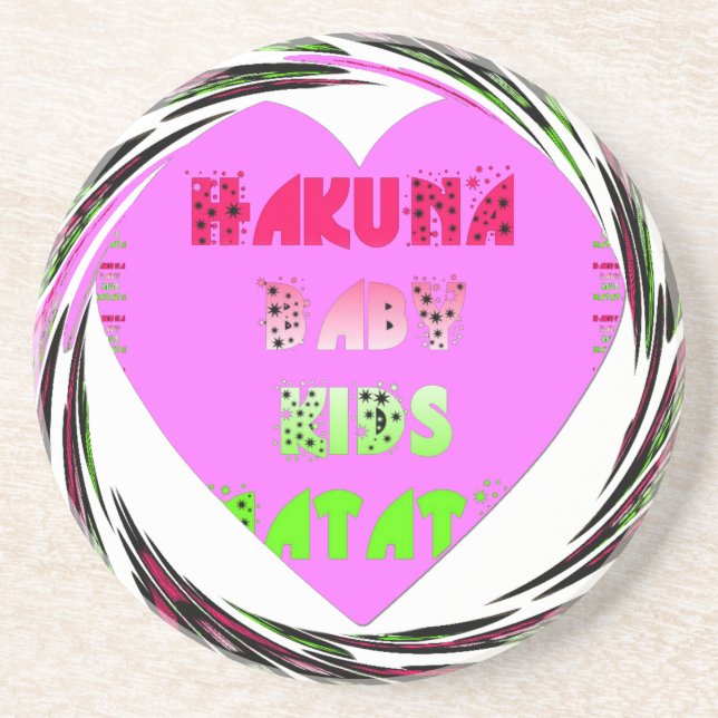 Dessous De Verre En Grès Baby Pink Hearts Hakuna Matata Baby Kids Design.p (Devant)