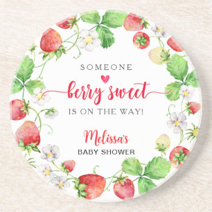 Dessous De Verre En Grès Baby Shower Fraise