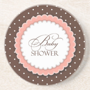 Dessous De Verre En Grès Baby shower rose Brown
