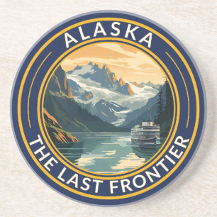 Dessous De Verre En Grès Badge d'art de voyage en Alaska