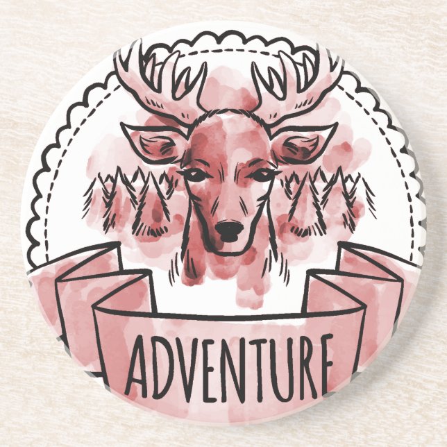 Dessous De Verre En Grès Badge d'aventure de cerf (Devant)