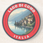 Dessous De Verre En Grès Badge Lago di Como Italie<br><div class="desc">Design vectoriel du lac de Côme. Le lac de Côme,  situé dans la région de Lombardie,  dans le nord de l'Italie,  est une station balnéaire haut de gamme connue pour ses paysages spectaculaires,  située au pied des Alpes.</div>