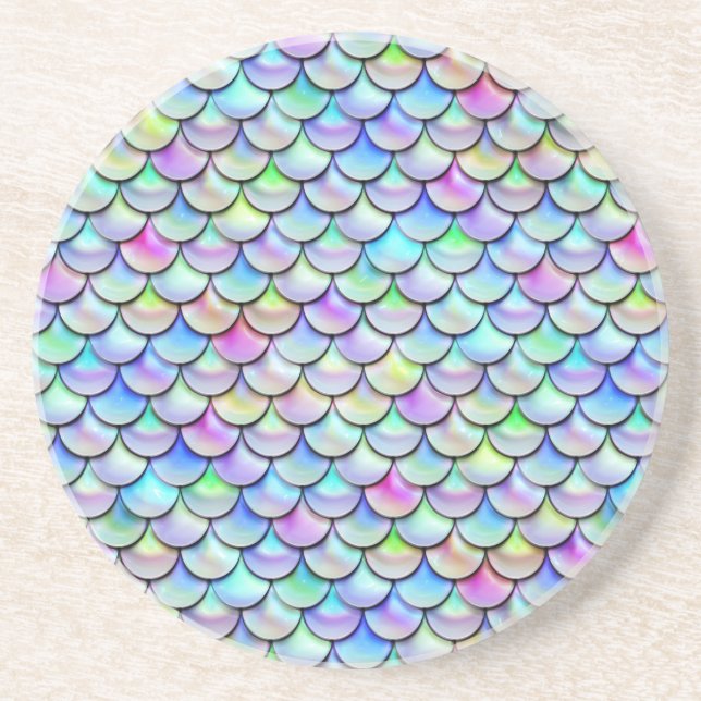 Dessous De Verre En Grès Balances de sirène à bulle arc-en-ciel tombée (Devant)