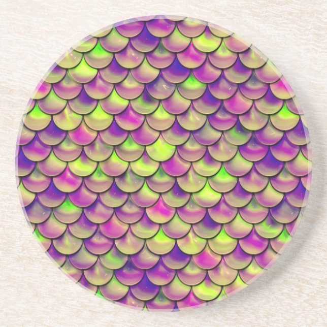 Dessous De Verre En Grès Balances violettes et vertes (Devant)