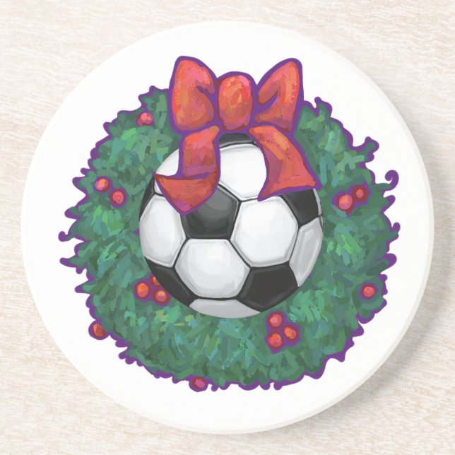 Dessous De Verre En Grès Balle de football Noël (Devant)