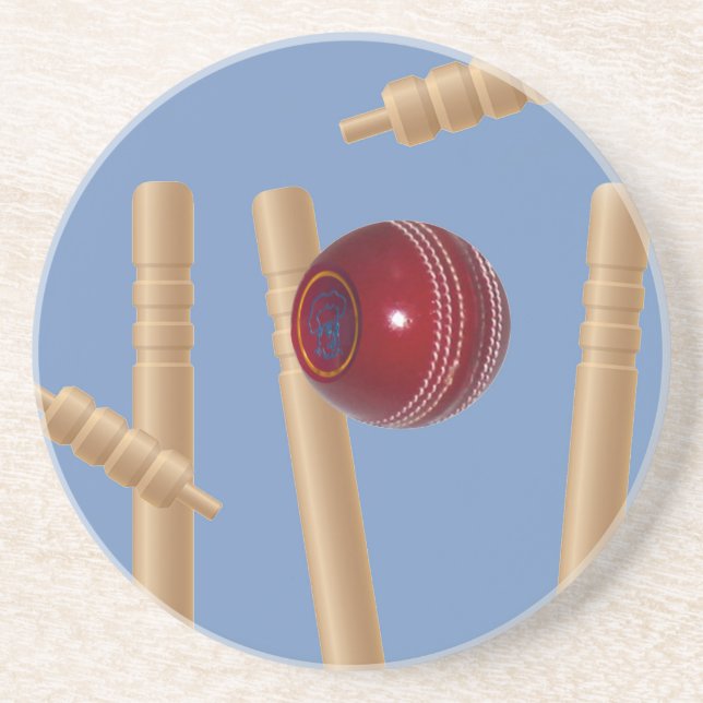Dessous De Verre En Grès Balle Et Pompes De Cricket, (Devant)