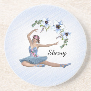 Dessous De Verre En Grès Ballerina en bleu Nom personnel