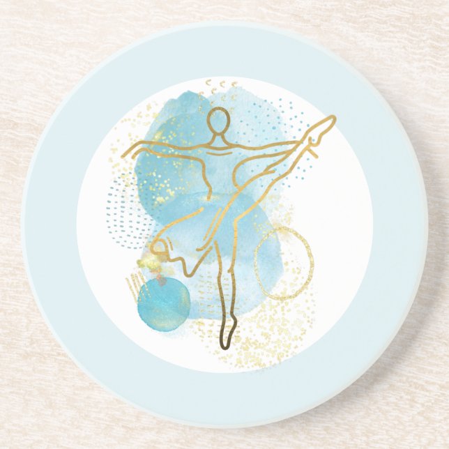 Dessous De Verre En Grès Ballerine dorée aquarelle abstraite  (Devant)