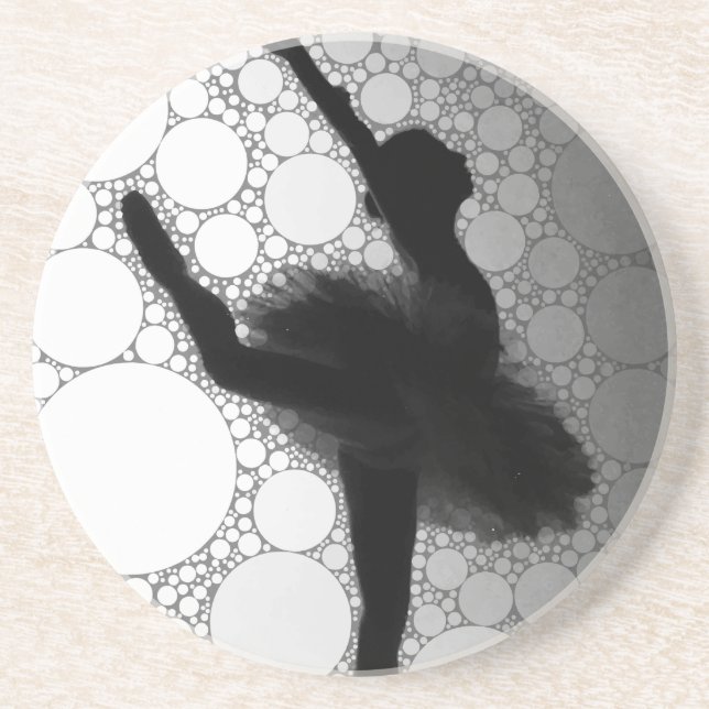 Dessous De Verre En Grès Ballet Black Blanc Danse Ballerina (Devant)