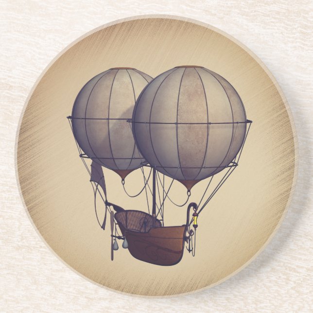 Dessous De Verre En Grès Ballons à air chaud Steampunk avec bateau (Devant)