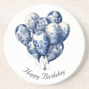 Dessous De Verre En Grès Ballons bleus Delft, personnalisable