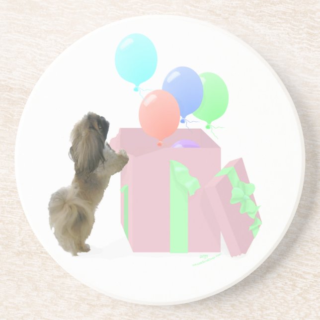 Dessous De Verre En Grès Ballons pour la célébration des Pékinois (Devant)