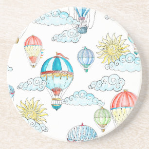 Dessous De Verre En Grès Ballons vintages : Aquarelle Whimsical sans joint.