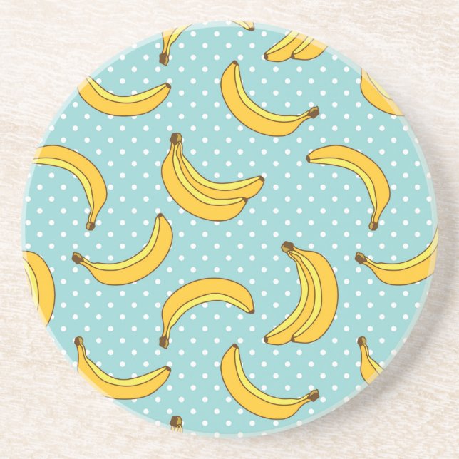 Dessous De Verre En Grès Bananes et points de Polk (Devant)