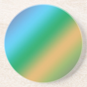 Dessous De Verre En Grès bandes de couleur, vert, jaune, bleu