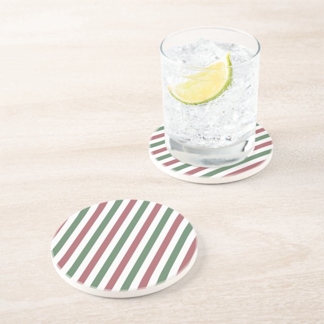 Dessous De Verre En Grès Bandes de Noël personnalisables (Côté)