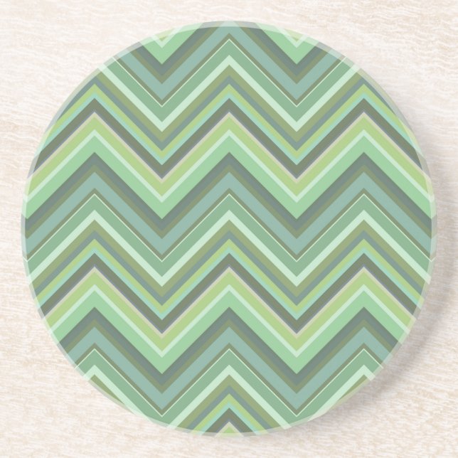 Dessous De Verre En Grès Bandes de zigzag vert olive (Devant)