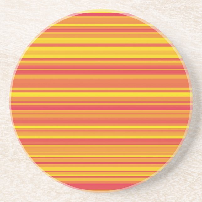 Dessous De Verre En Grès Bandes Orange Rouge Jaune (Devant)