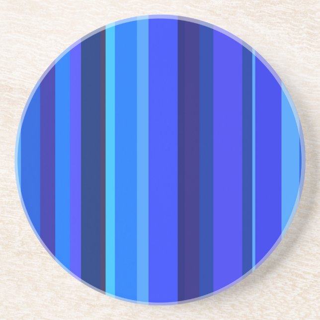 Dessous De Verre En Grès Bandes verticales bleues (Devant)