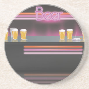 Dessous De Verre En Grès Bar Rétro des Années 80