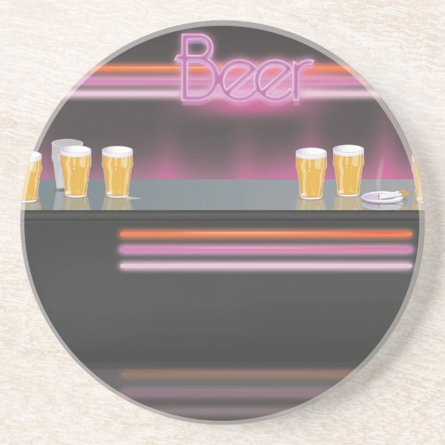 Dessous De Verre En Grès Bar Rétro des Années 80 (Devant)