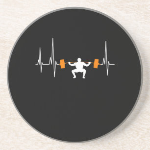 Dessous De Verre En Grès Barbell Poids Heartbeat Bodybuilding