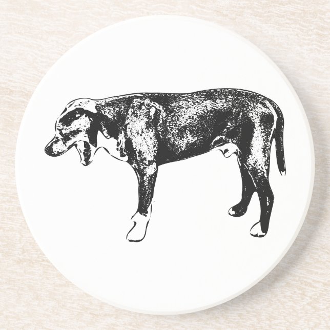 Dessous De Verre En Grès Barre Panier Yawn - Portrait Mini Chien (Devant)